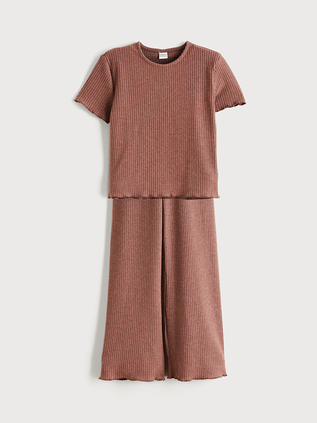 Pembe Bisiklet Yaka Kız Çocuk Tişört ve Pantolon