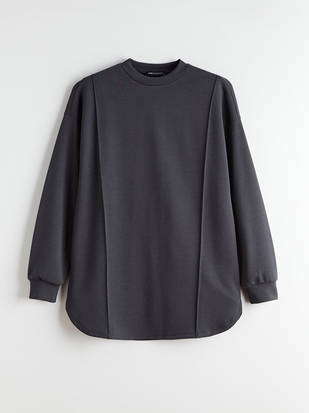 Antrasit Dik Yaka Kadın Sweatshirt Tunik-4