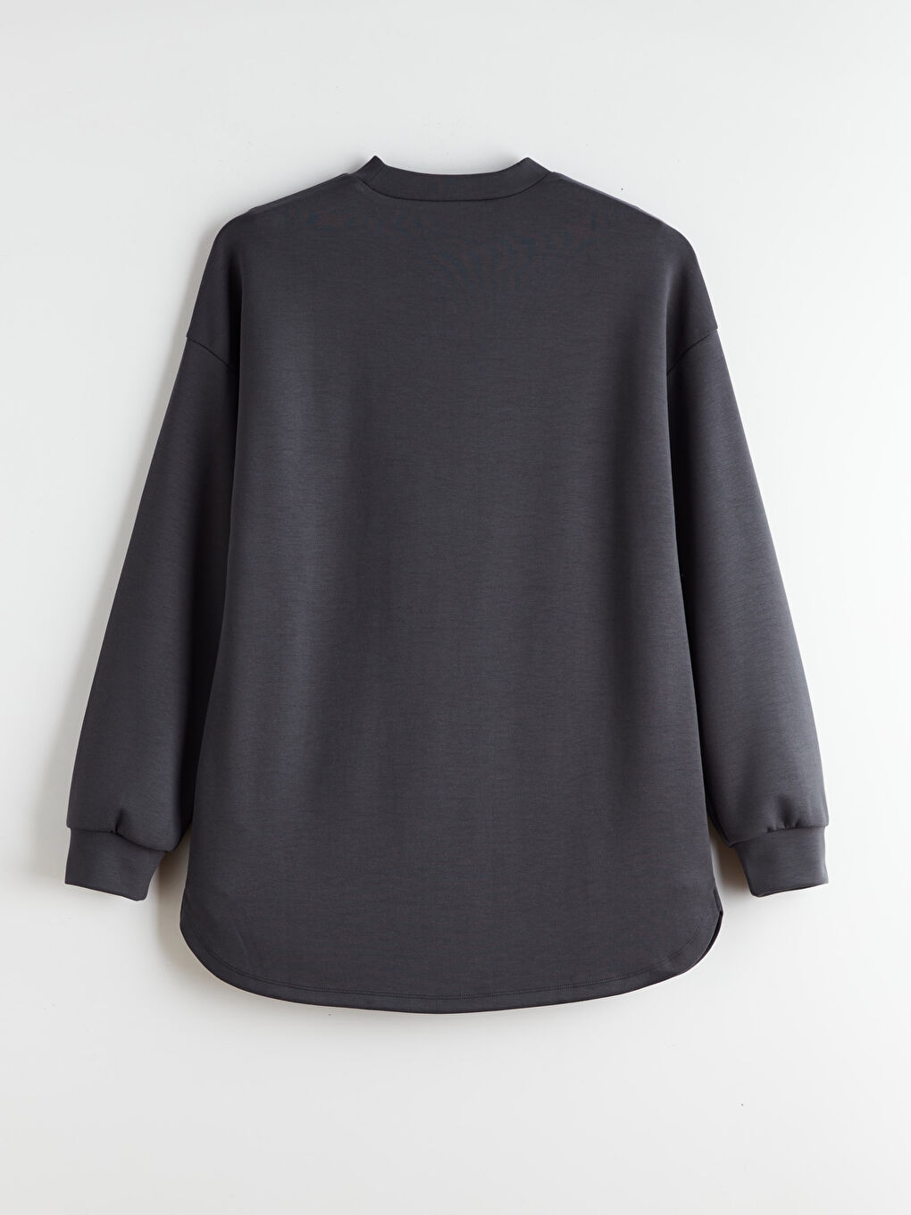 Antrasit Dik Yaka Kadın Sweatshirt Tunik-5