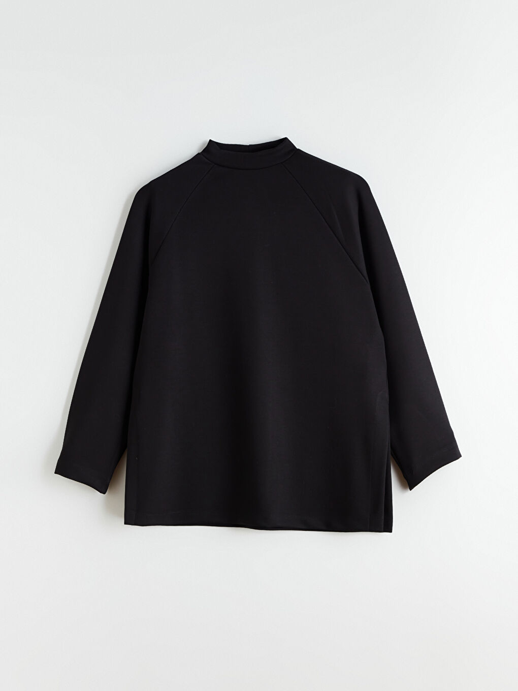 Siyah Dik Yaka Oversize Kadın Sweatshirt Tunik-5