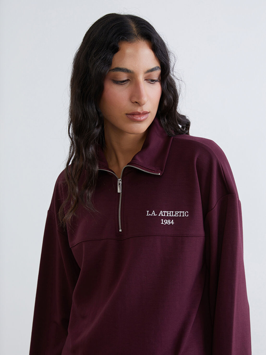 Mürdüm L.A. Athletic Nakışlı Kadın Kalın Sweatshirt Tunik