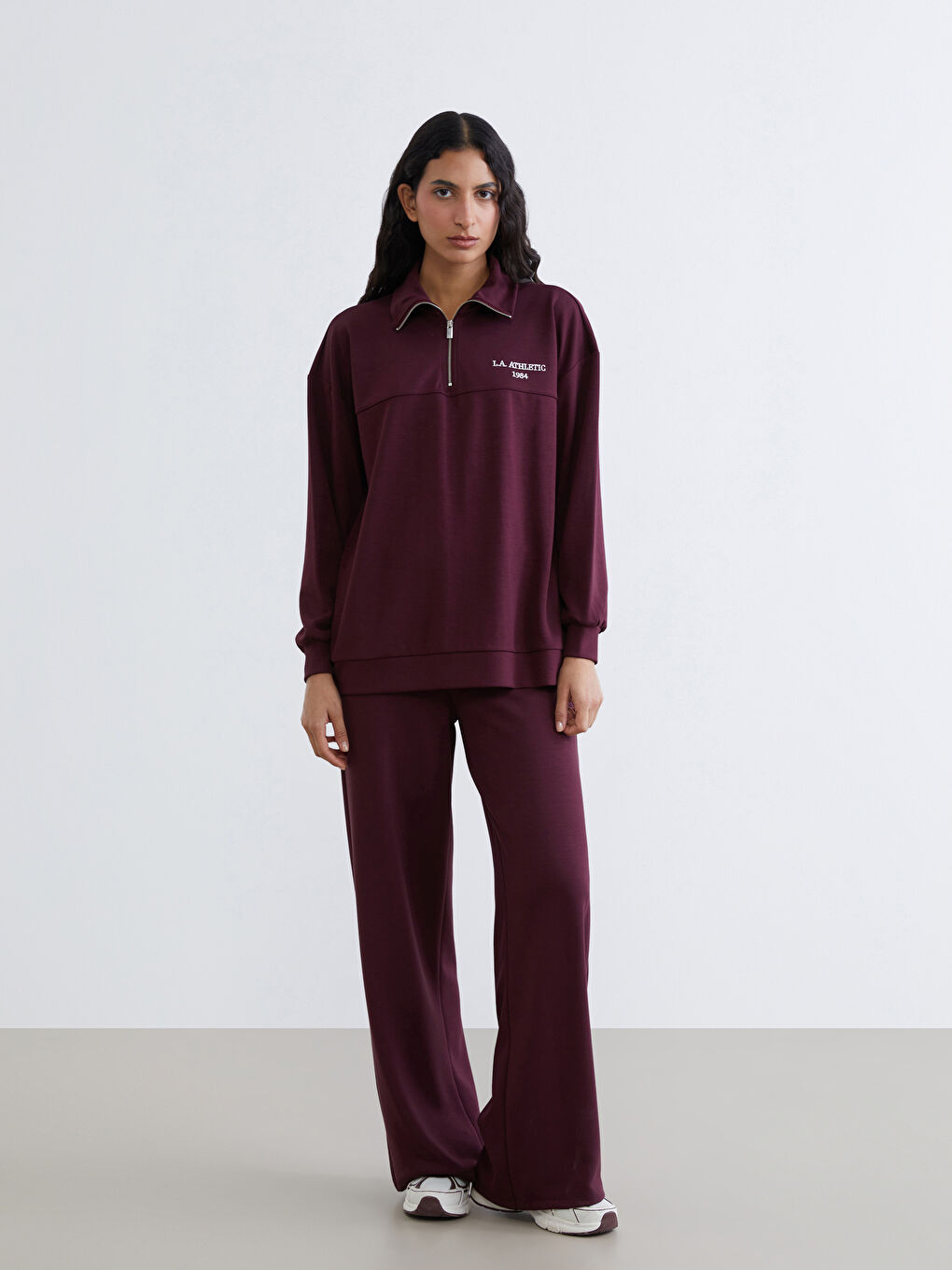 Mürdüm L.A. Athletic Nakışlı Kadın Kalın Sweatshirt Tunik-1