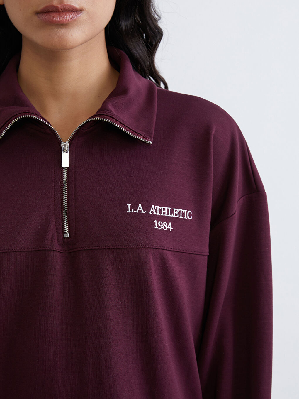 Mürdüm L.A. Athletic Nakışlı Kadın Kalın Sweatshirt Tunik-2