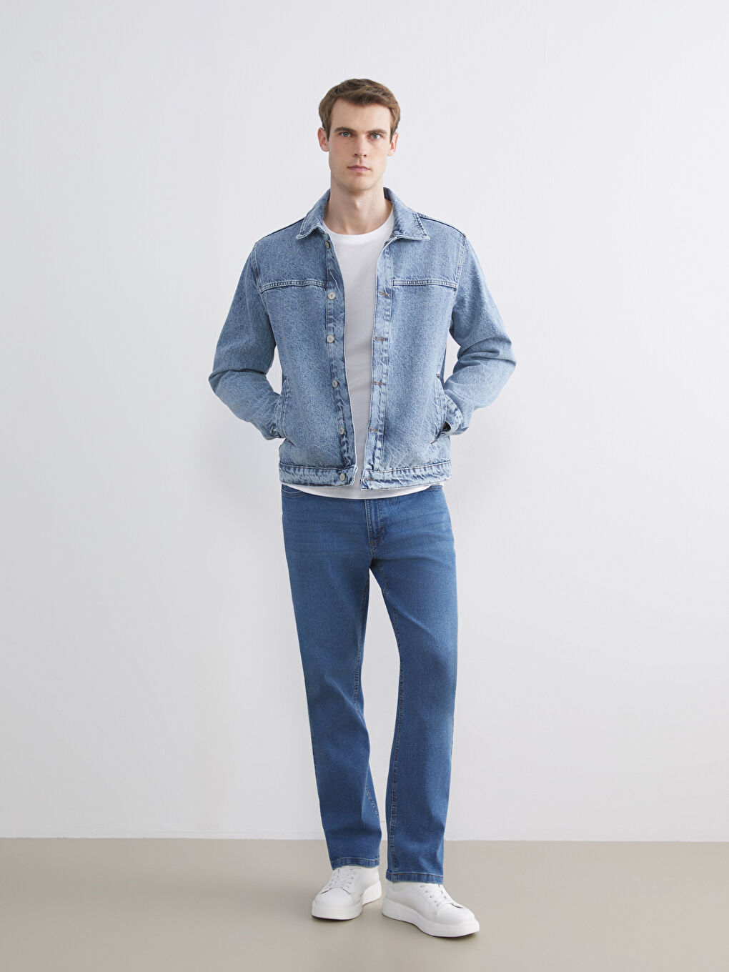 İndigo Rahat Kalıp Erkek Jean Ceket-1