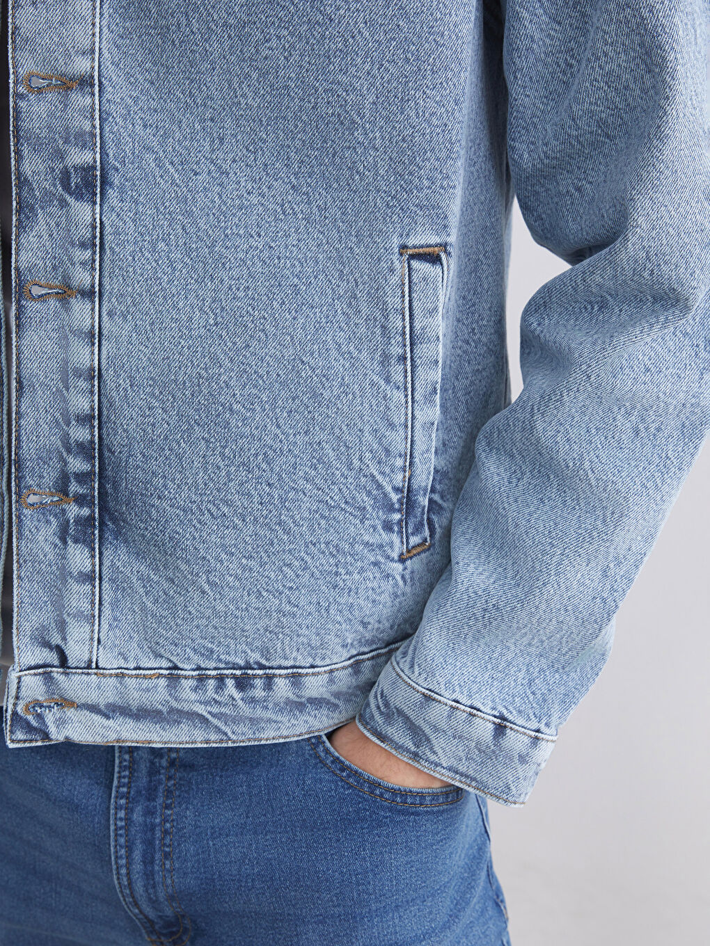 İndigo Rahat Kalıp Erkek Jean Ceket-2