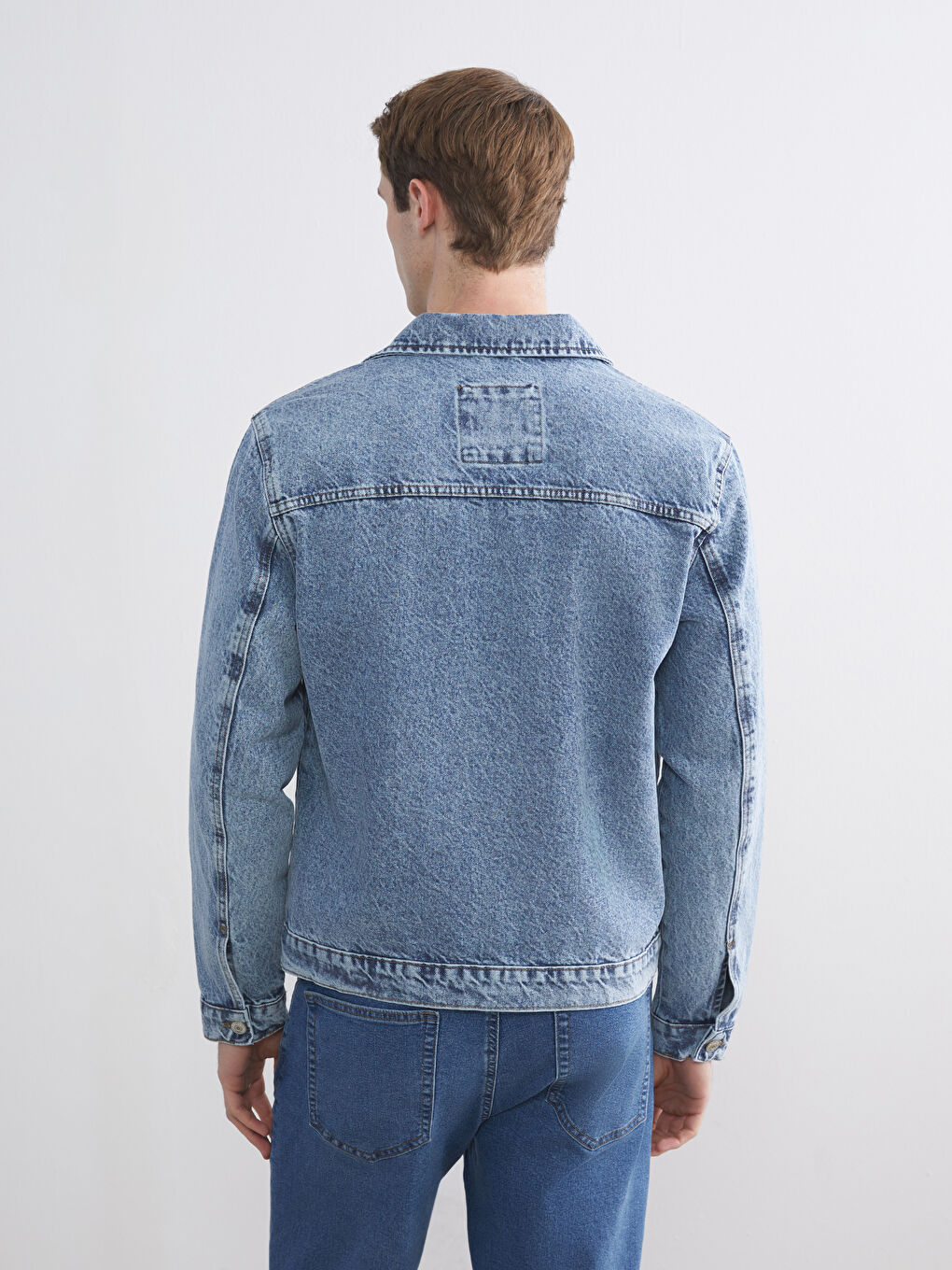 İndigo Rahat Kalıp Erkek Jean Ceket-3