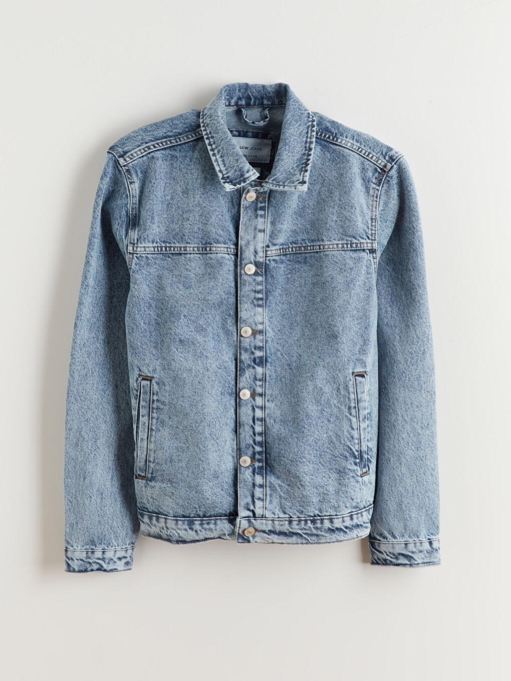 İndigo Rahat Kalıp Erkek Jean Ceket-4