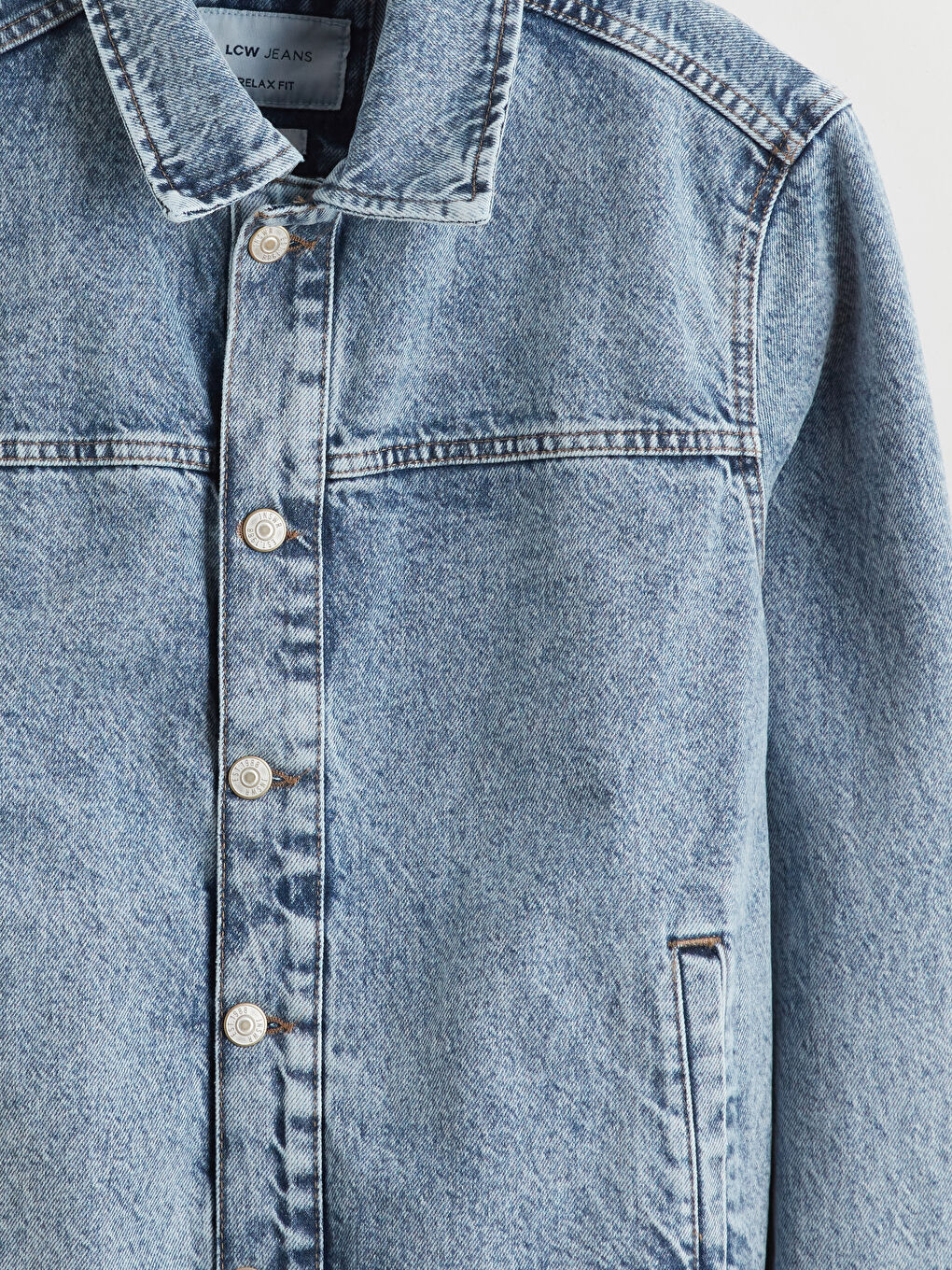 İndigo Rahat Kalıp Erkek Jean Ceket-6