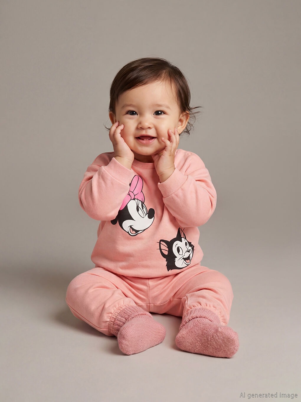 Minnie Mouse Printed Baby Girls' Sweatshirt and Sweatpants