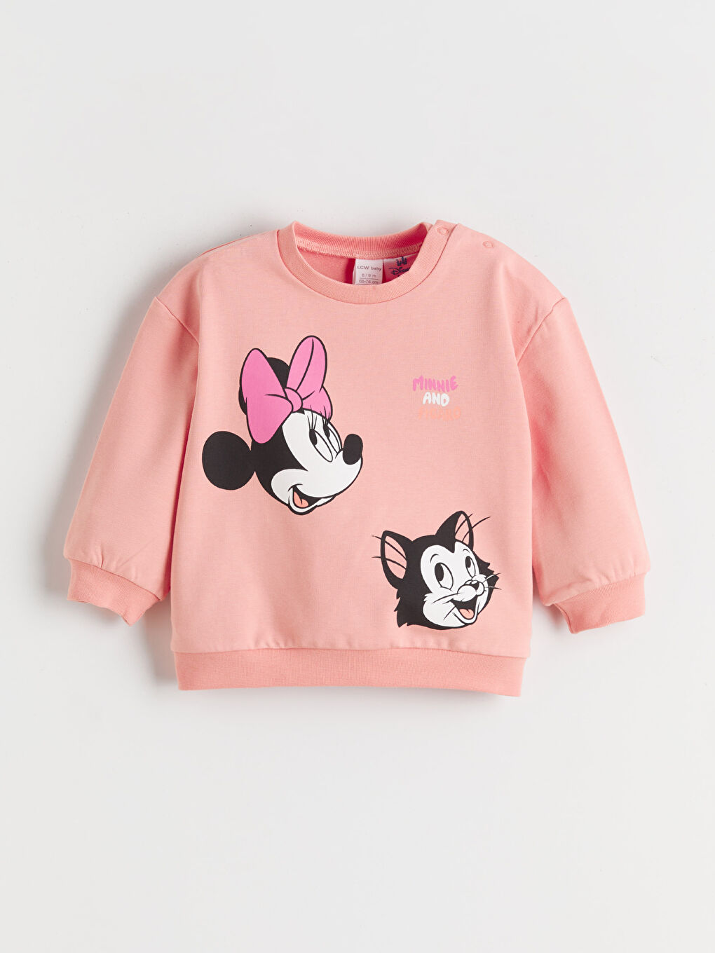 Mercan Minnie Mouse Baskılı Kız Bebek Sweatshirt ve Eşofman Alt-1