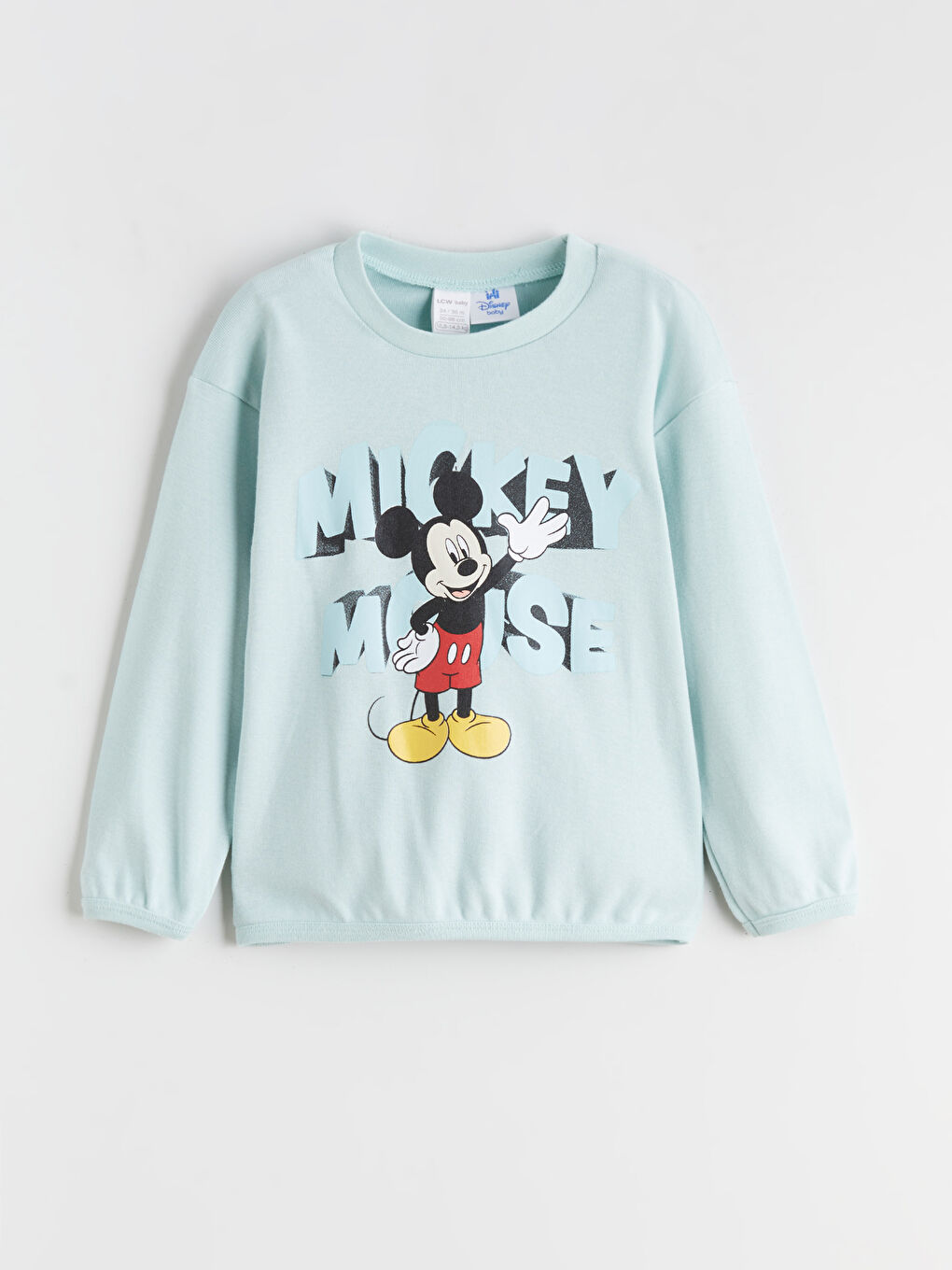 Yeşil Bisiklet Yaka Mickey Mouse Baskılı Erkek Bebek Pijama Takımı-1