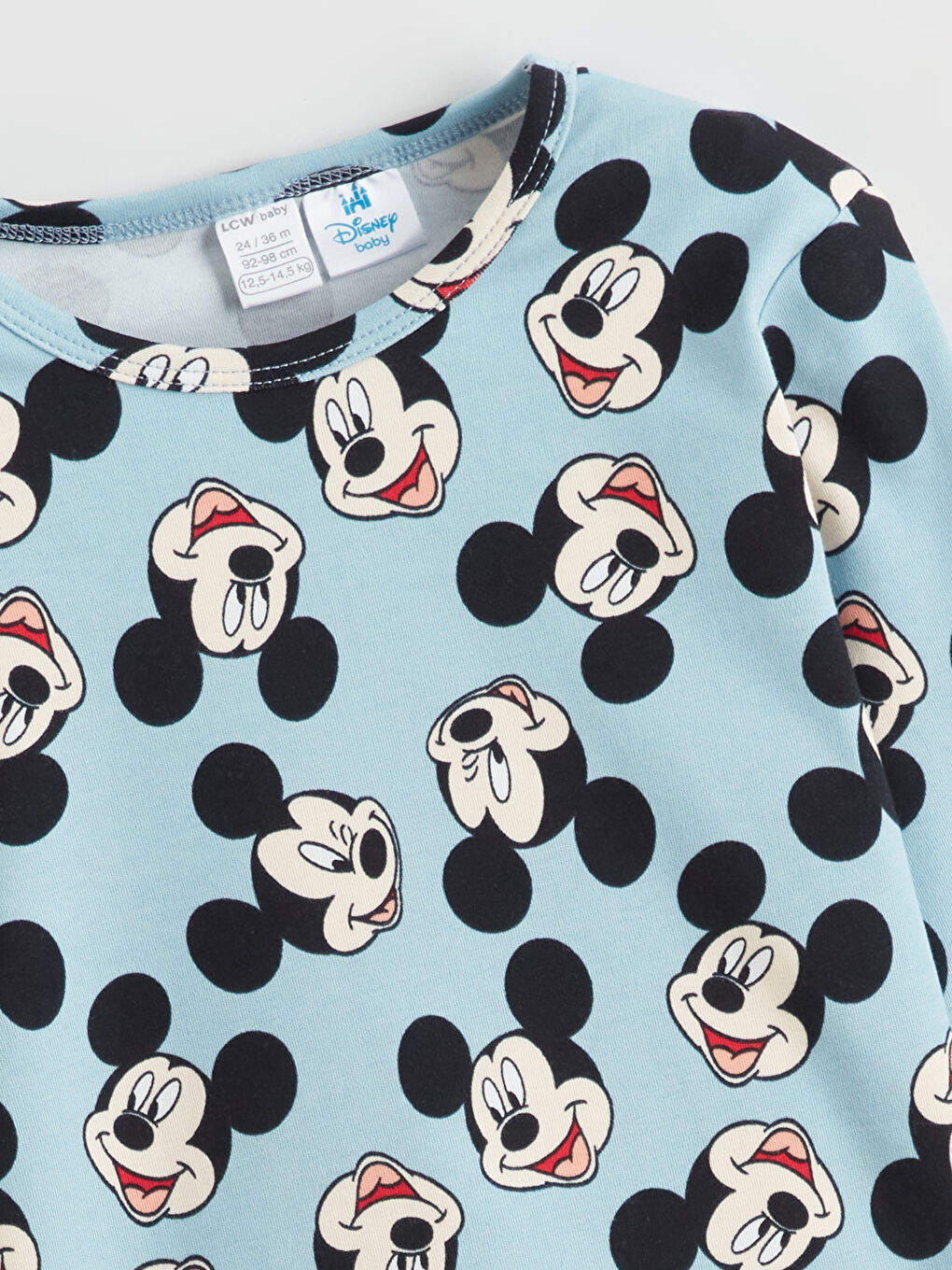 Mavi Bisiklet Yaka Mickey Mouse Baskılı Erkek Bebek Tişört-2