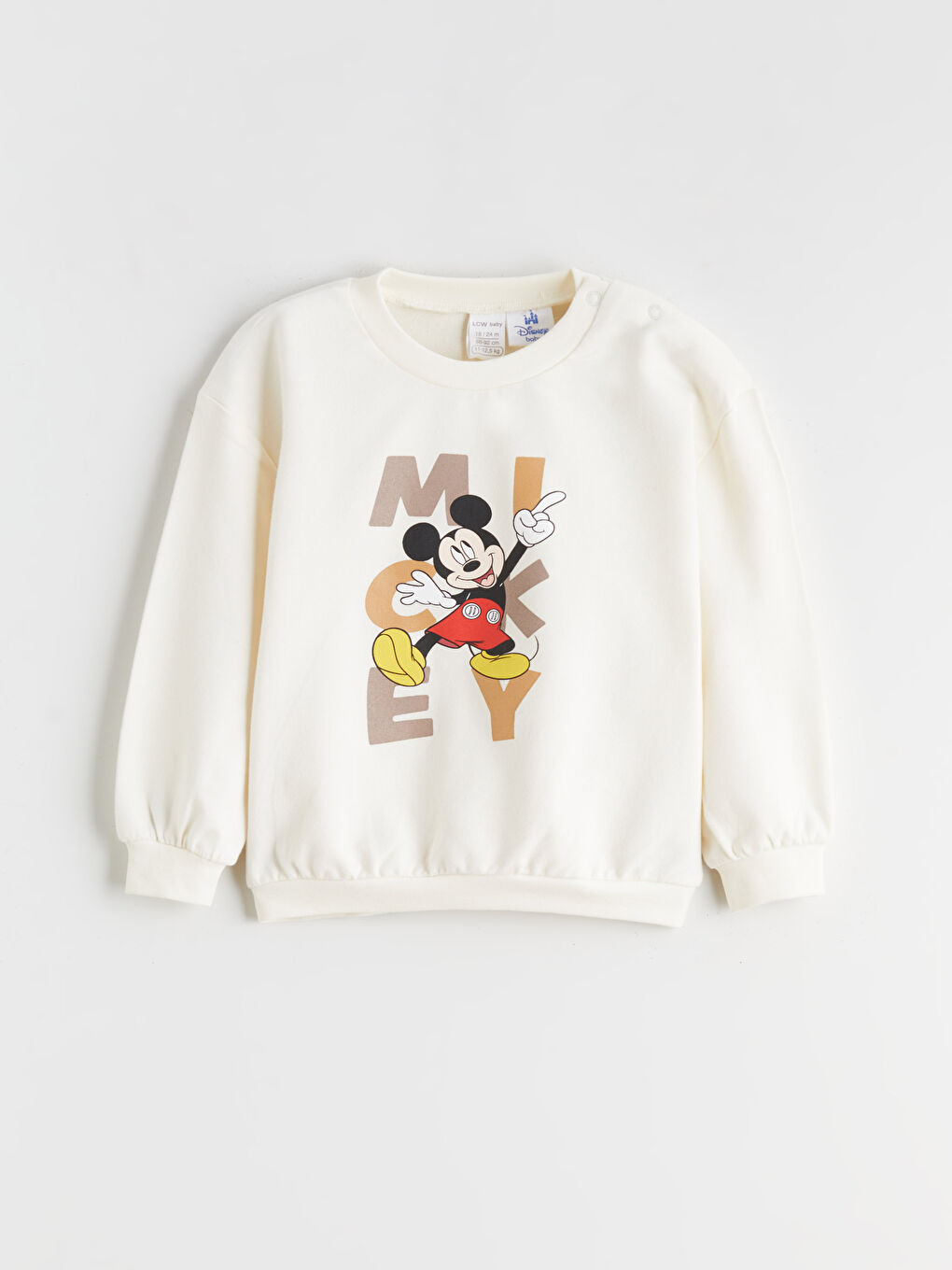 Bej Mickey Mouse Baskılı Erkek Bebek Sweatshirt ve Eşofman Alt 2'li Takım-3