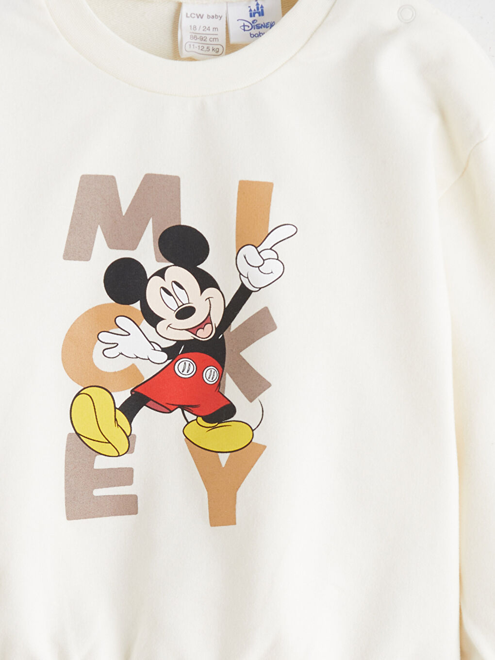 Bej Mickey Mouse Baskılı Erkek Bebek Sweatshirt ve Eşofman Alt 2'li Takım-7