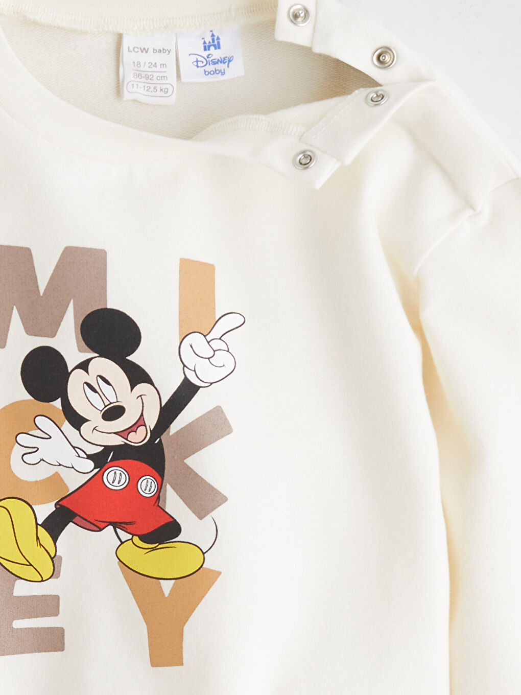 Bej Mickey Mouse Baskılı Erkek Bebek Sweatshirt ve Eşofman Alt 2'li Takım-8