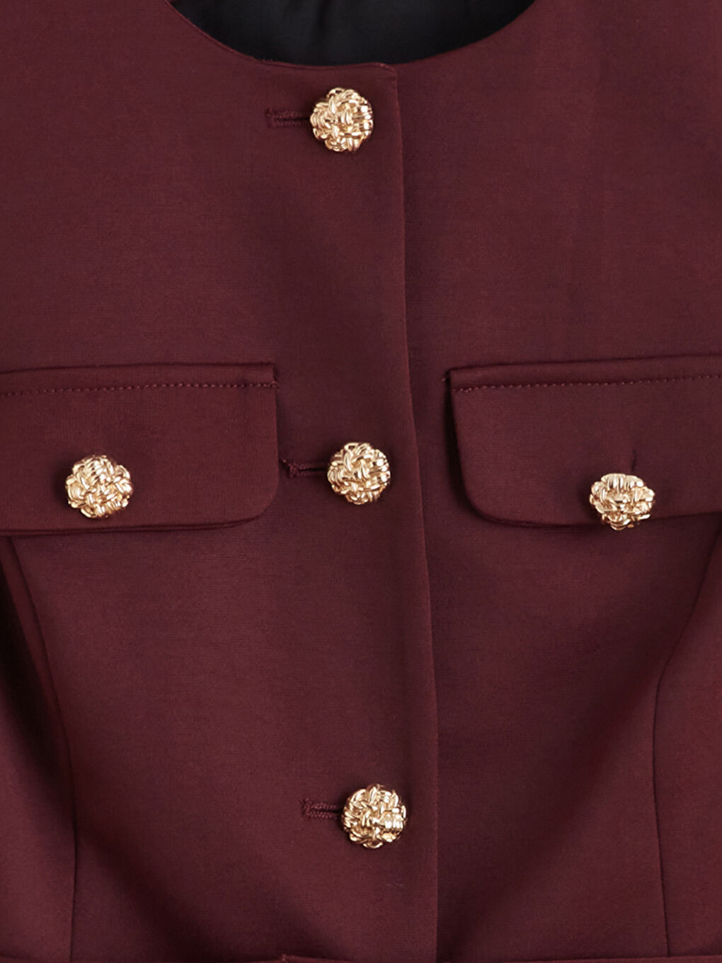 Bordo Bisiklet Yaka Beli Kemerli Kadın Yelek-5