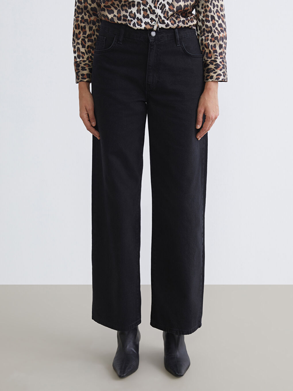 Siyah Baggy Fit Kadın Jean Pantolon-1