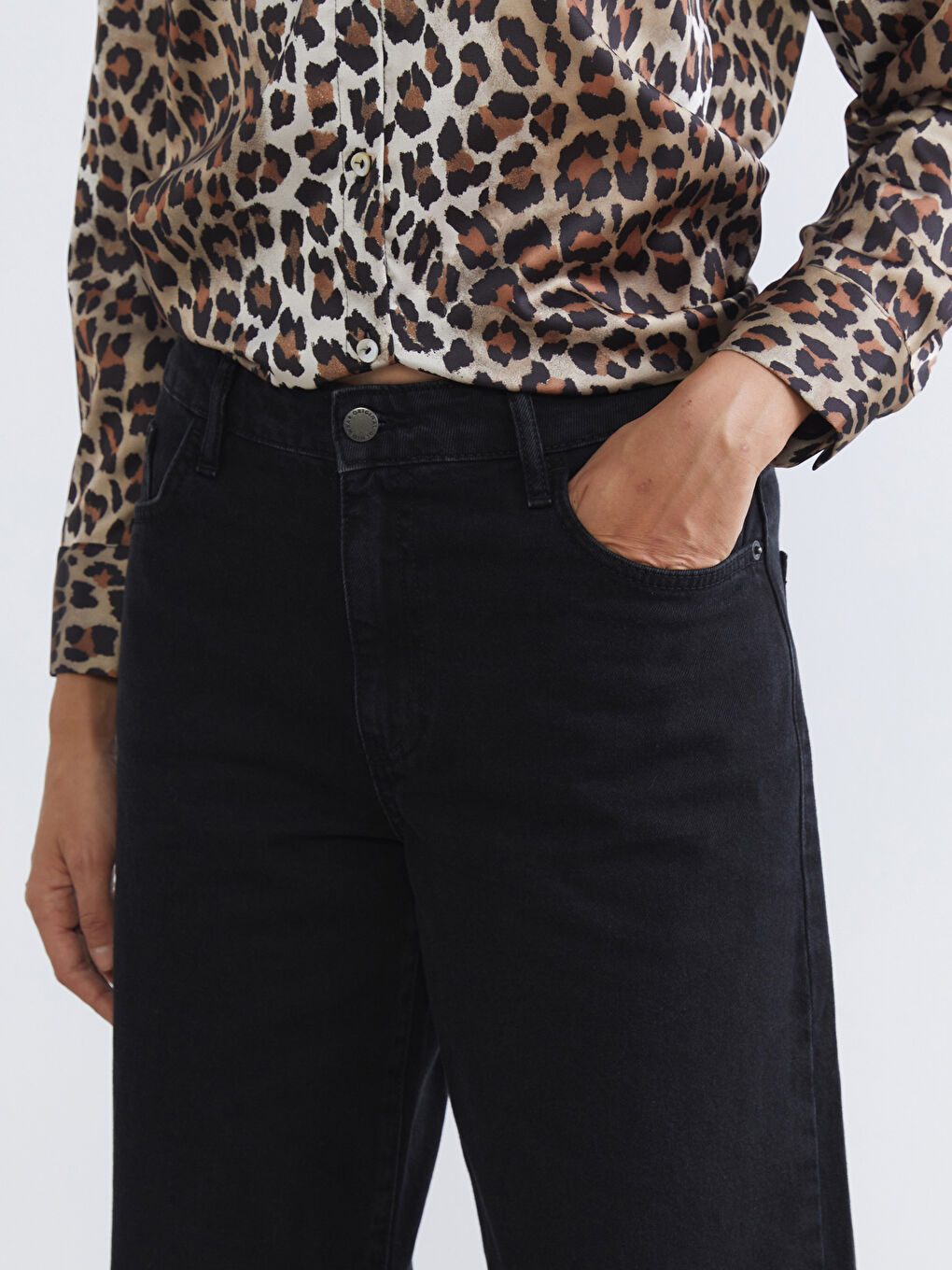 Siyah Baggy Fit Kadın Jean Pantolon-2