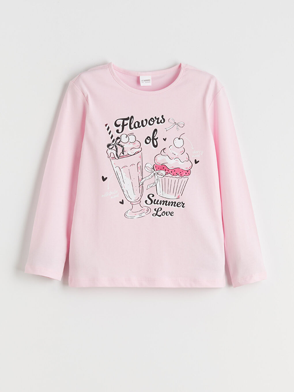 Pembe Bisiklet Yaka Kız Çocuk Pijama Takımı-3