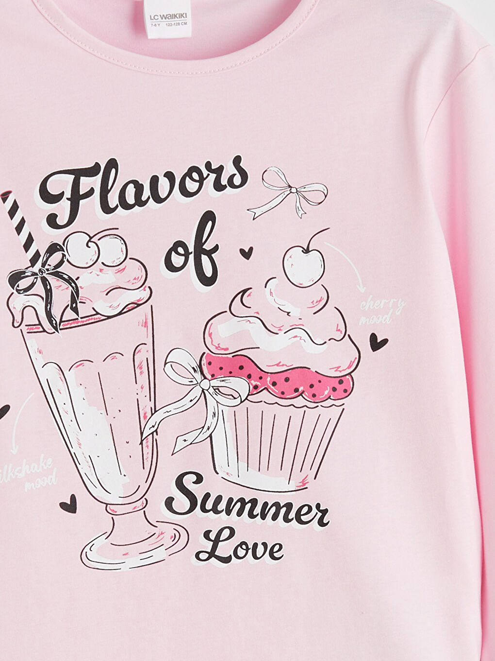 Pembe Bisiklet Yaka Kız Çocuk Pijama Takımı-7