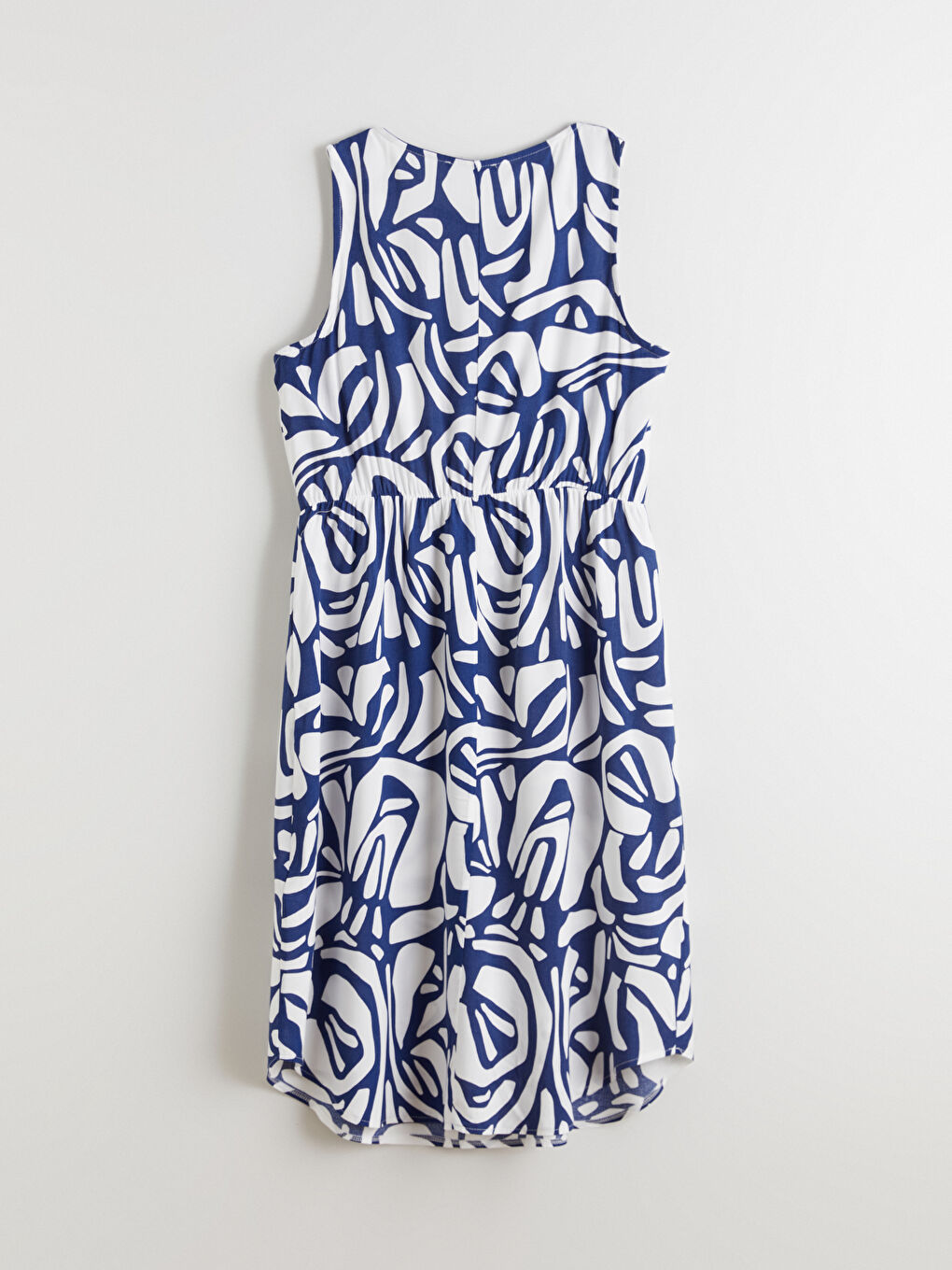 Crew Neck Patterned Fitted Waist Dress-3