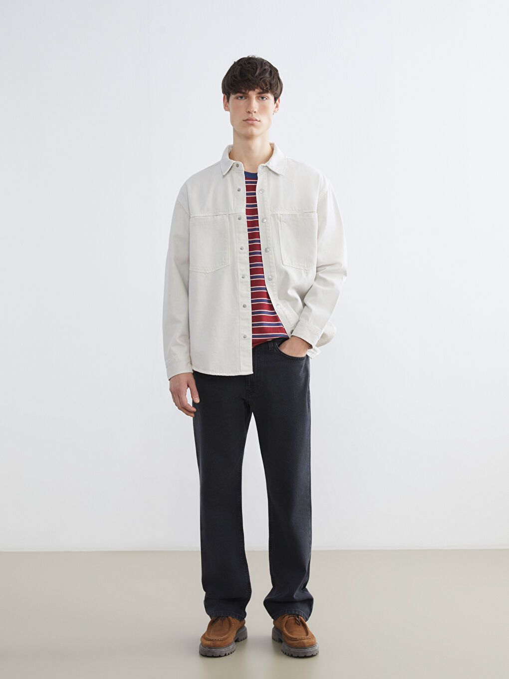 Man BEIGE Denim Shirt-1