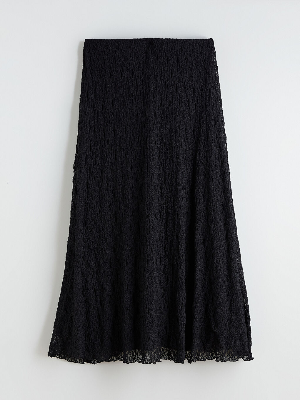 Siyah Beli Lastikli Ajurlu Dantelli Etek-4