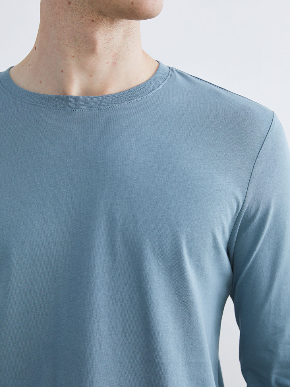 Mavi Bisiklet Yaka Uzun Kollu Erkek Tişört-2