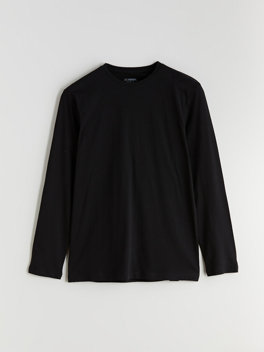 Siyah Bisiklet Yaka Uzun Kollu Erkek Tişört-4