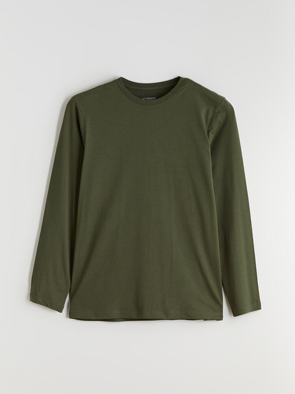 Haki Bisiklet Yaka Uzun Kollu Erkek Tişört-4