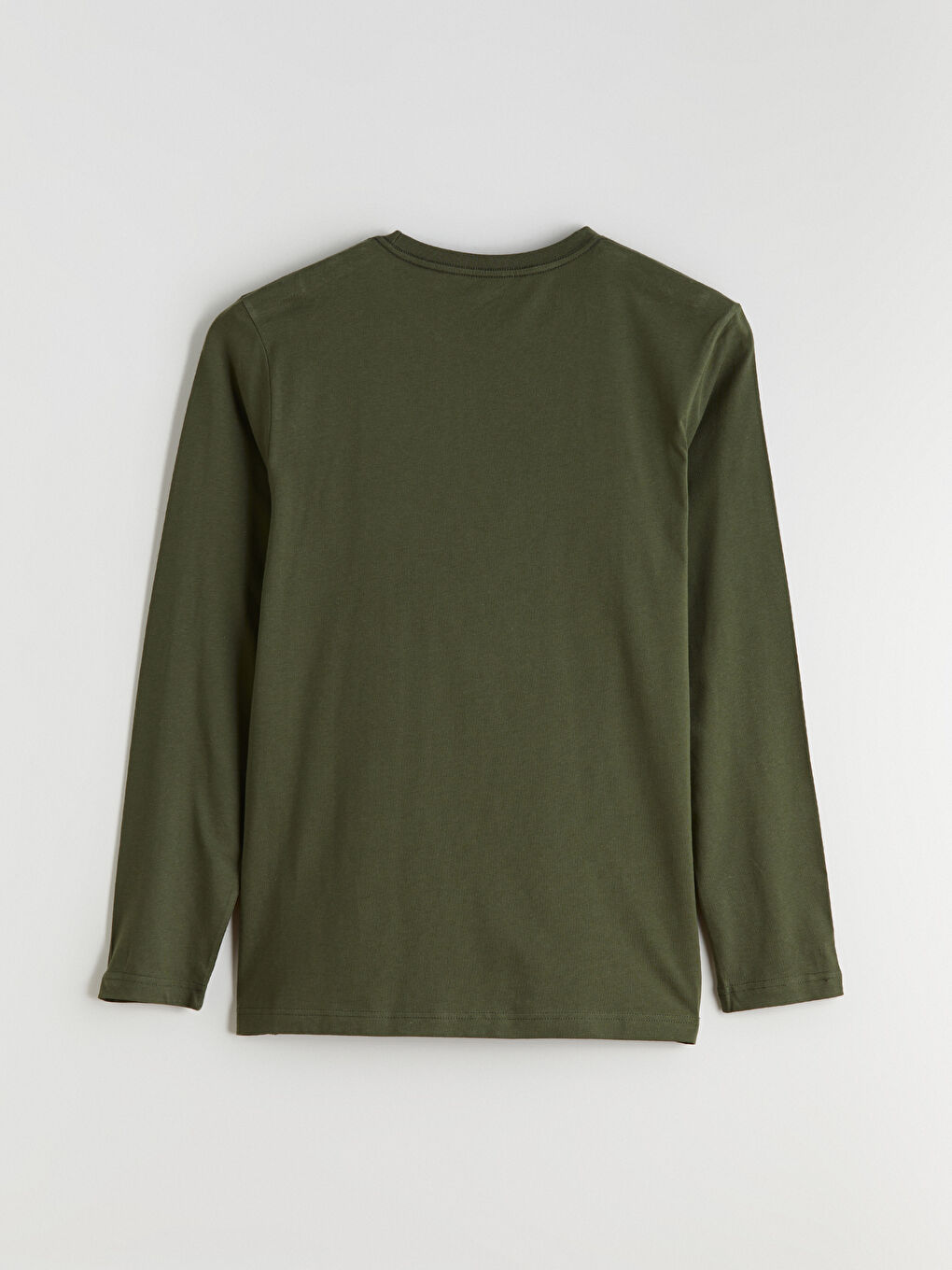 Haki Bisiklet Yaka Uzun Kollu Erkek Tişört-5