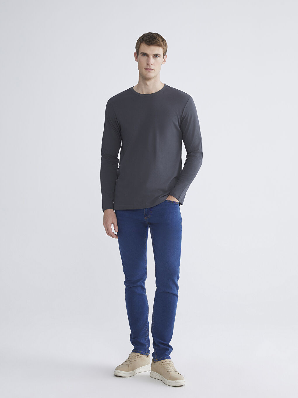 Crew Neck Long Sleeve Men's T-Shirt-1