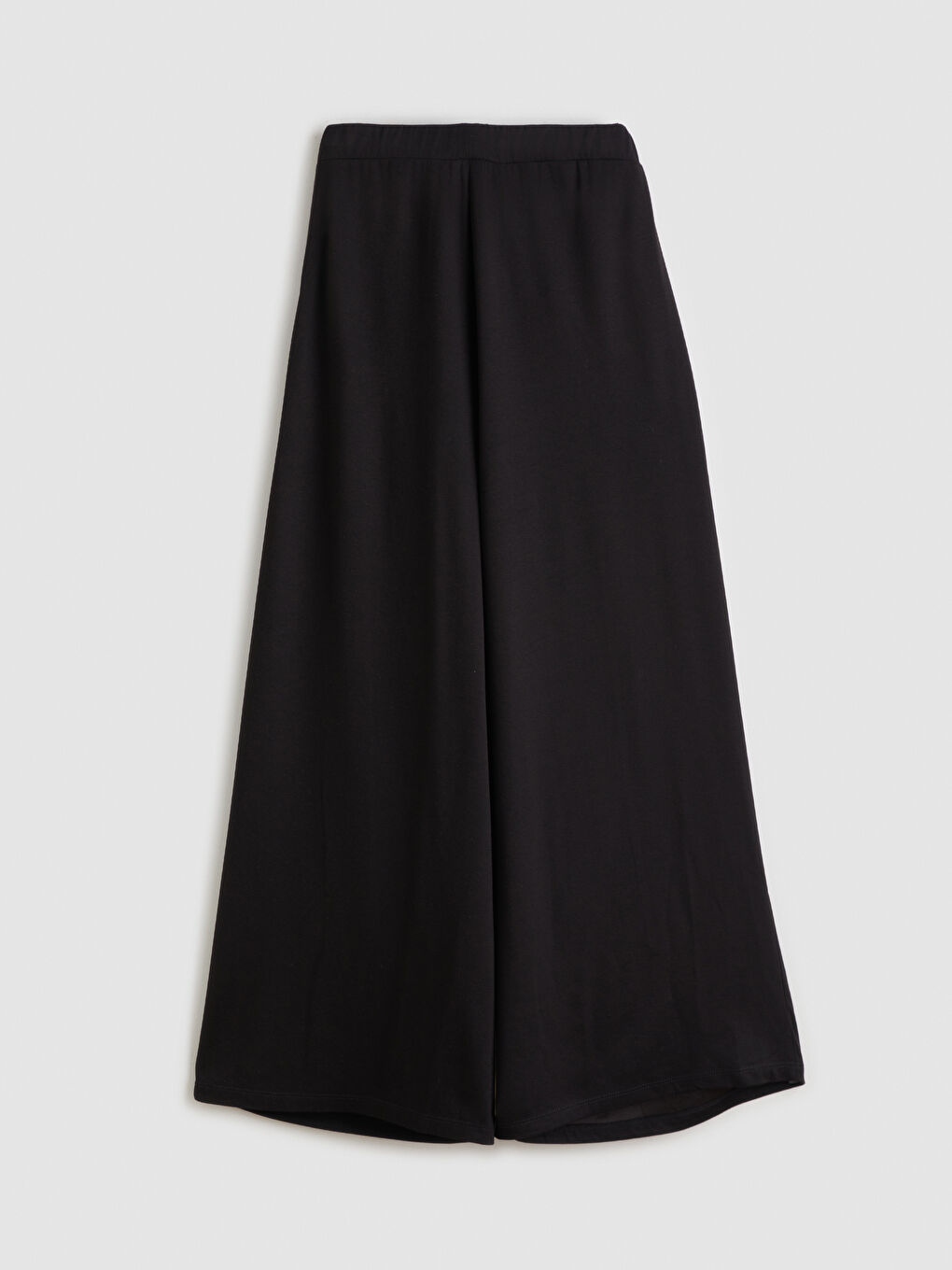 Siyah Beli Lastikli Geniş Paça Kadın Pileli Pantolon-5