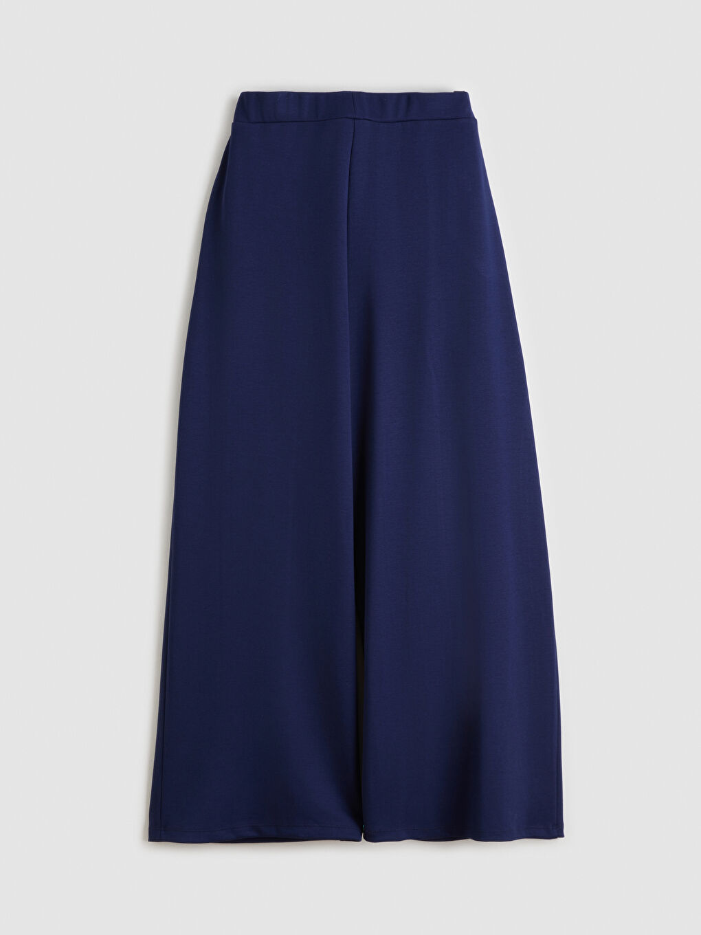 Lacivert Beli Lastikli Geniş Paça Kadın Pileli Pantolon-5