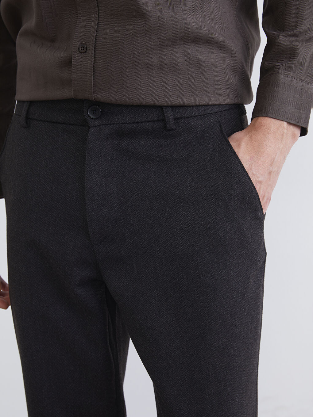 Kahverengi Standart Kalıp Erkek Pantolon-2