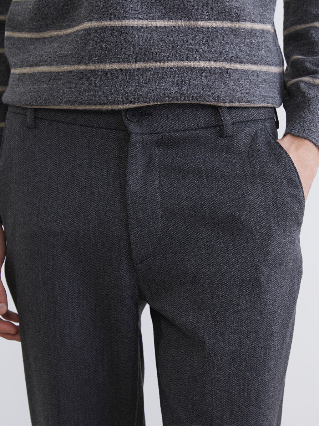 Antrasit Standart Kalıp Erkek Pantolon-2