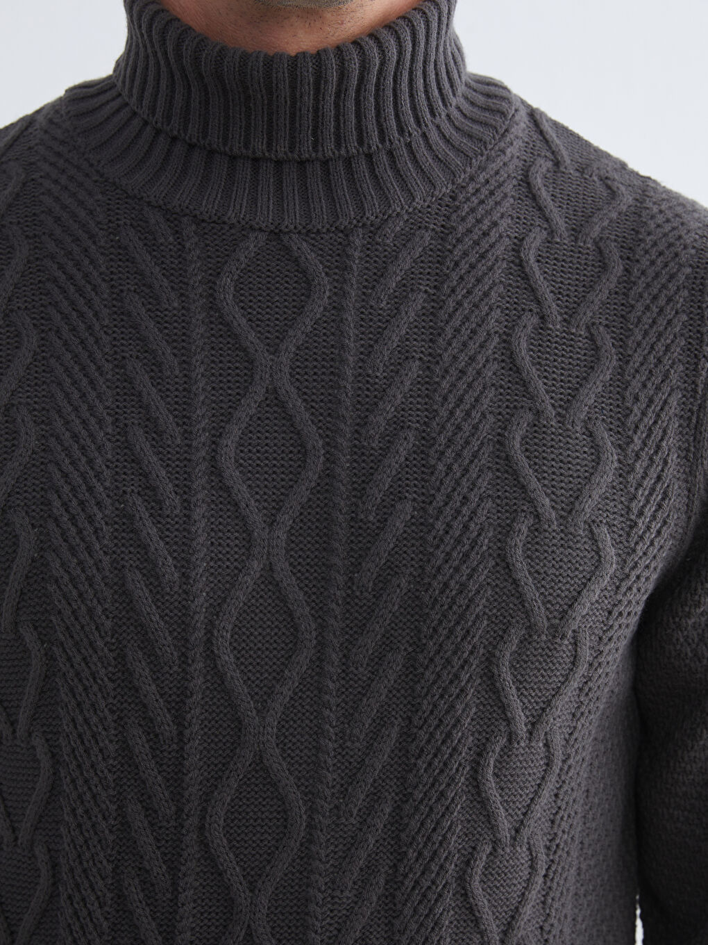 Antrasit Balıkçı Yaka Erkek Triko Kazak-2