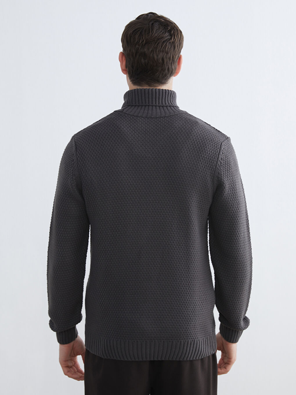 Antrasit Balıkçı Yaka Erkek Triko Kazak-3