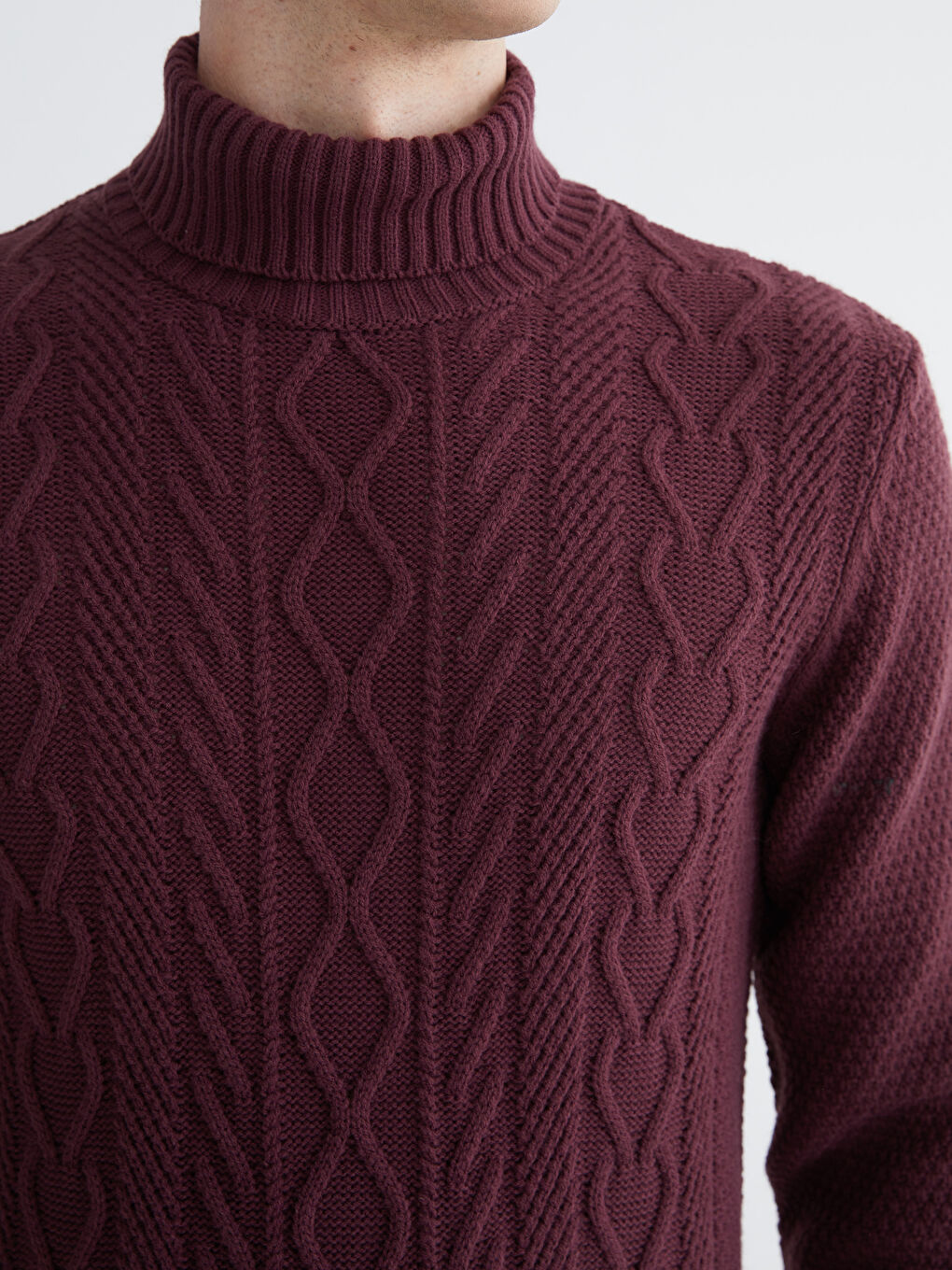 Mürdüm Balıkçı Yaka Erkek Triko Kazak-2