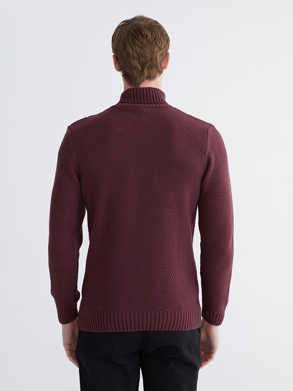 Mürdüm Balıkçı Yaka Erkek Triko Kazak-4