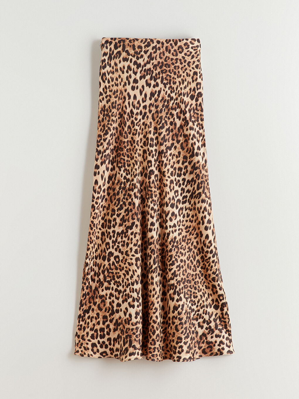 Kahverengi Beli Lastikli Leopar Desenli A Kesim Saten Etek-4
