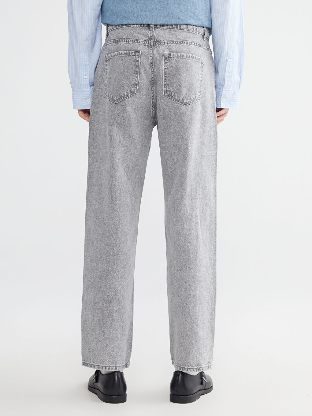 Gri Baggy Fit Erkek Jean Pantolon-3