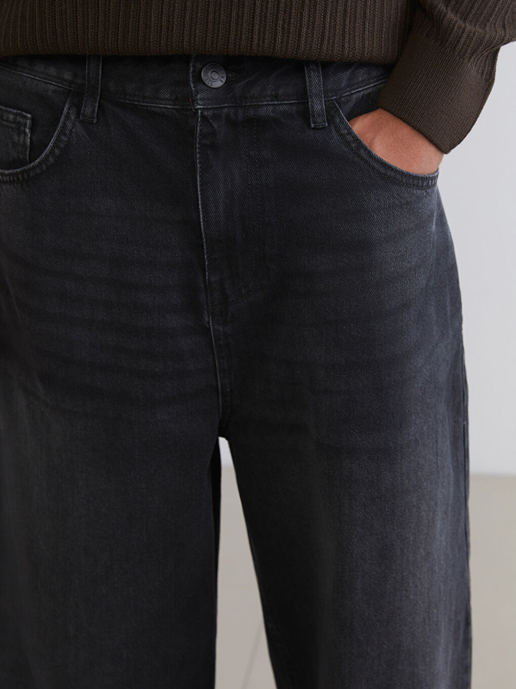 Siyah Baggy Fit Erkek Jean Pantolon-2