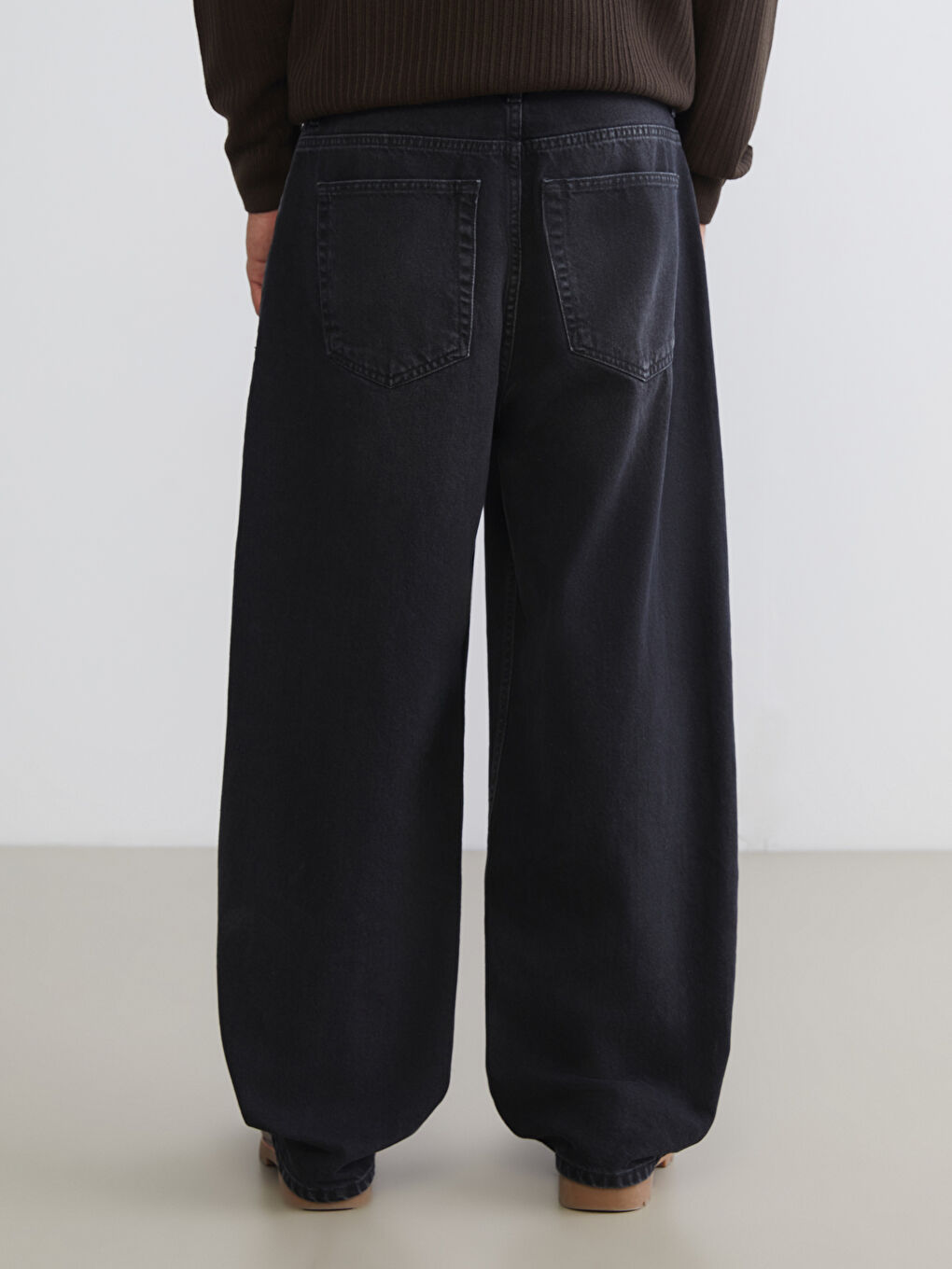 Siyah Baggy Fit Erkek Jean Pantolon-3
