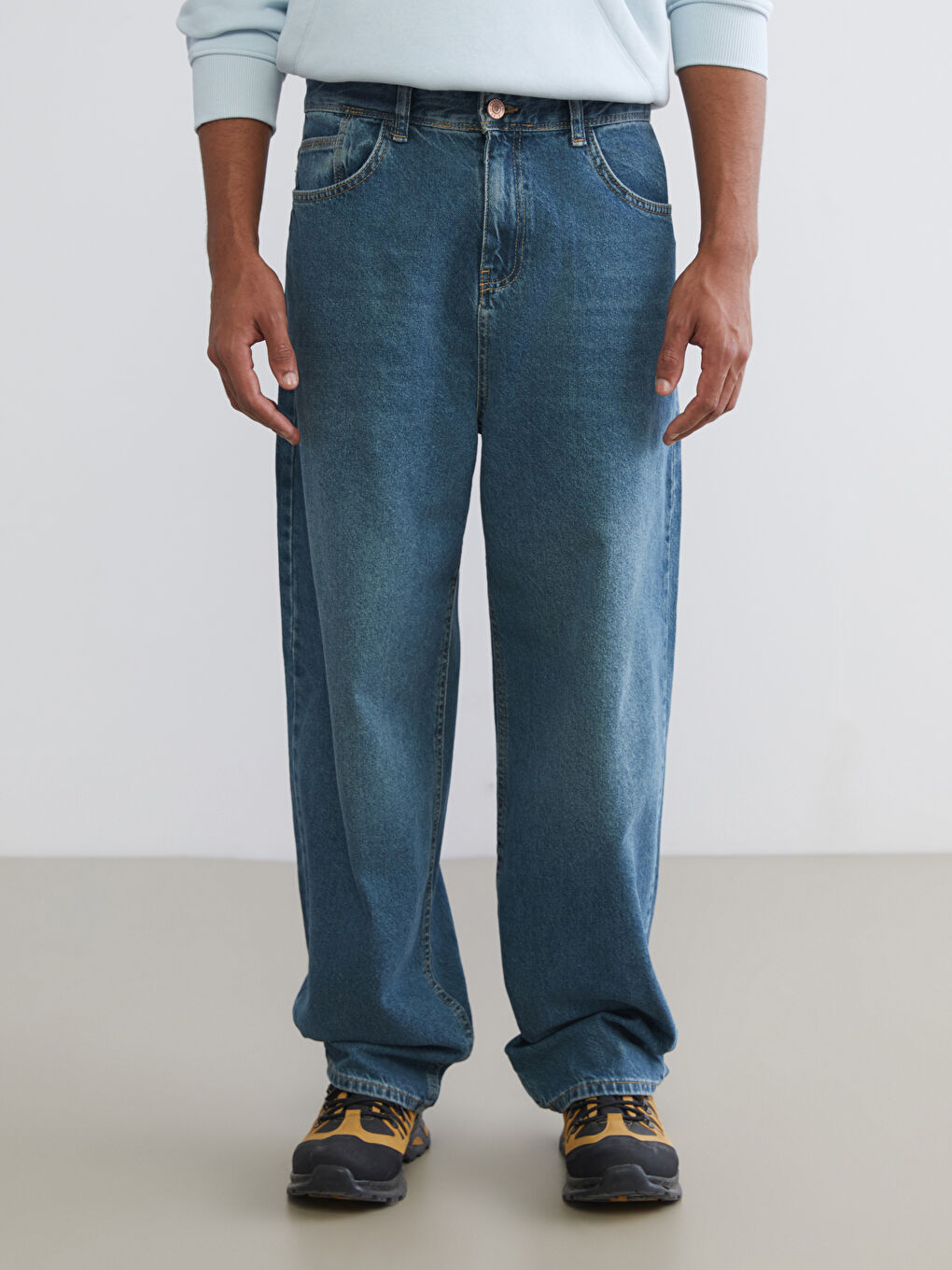 İndigo Baggy Fit Erkek Jean Pantolon-1