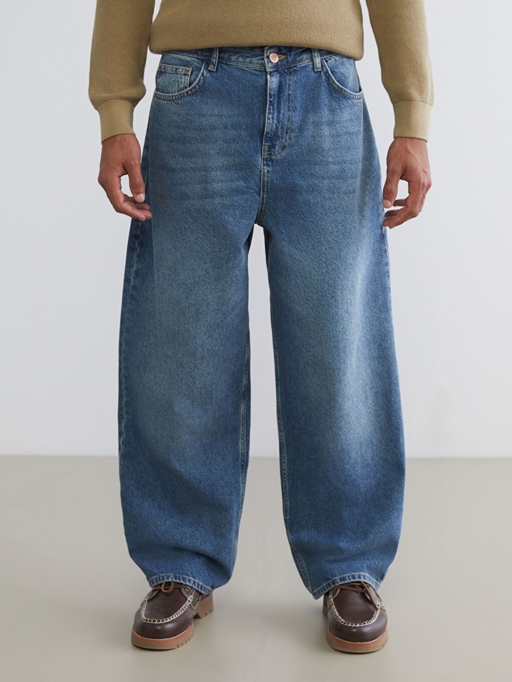 İndigo Baggy Fit Erkek Jean Pantolon-1