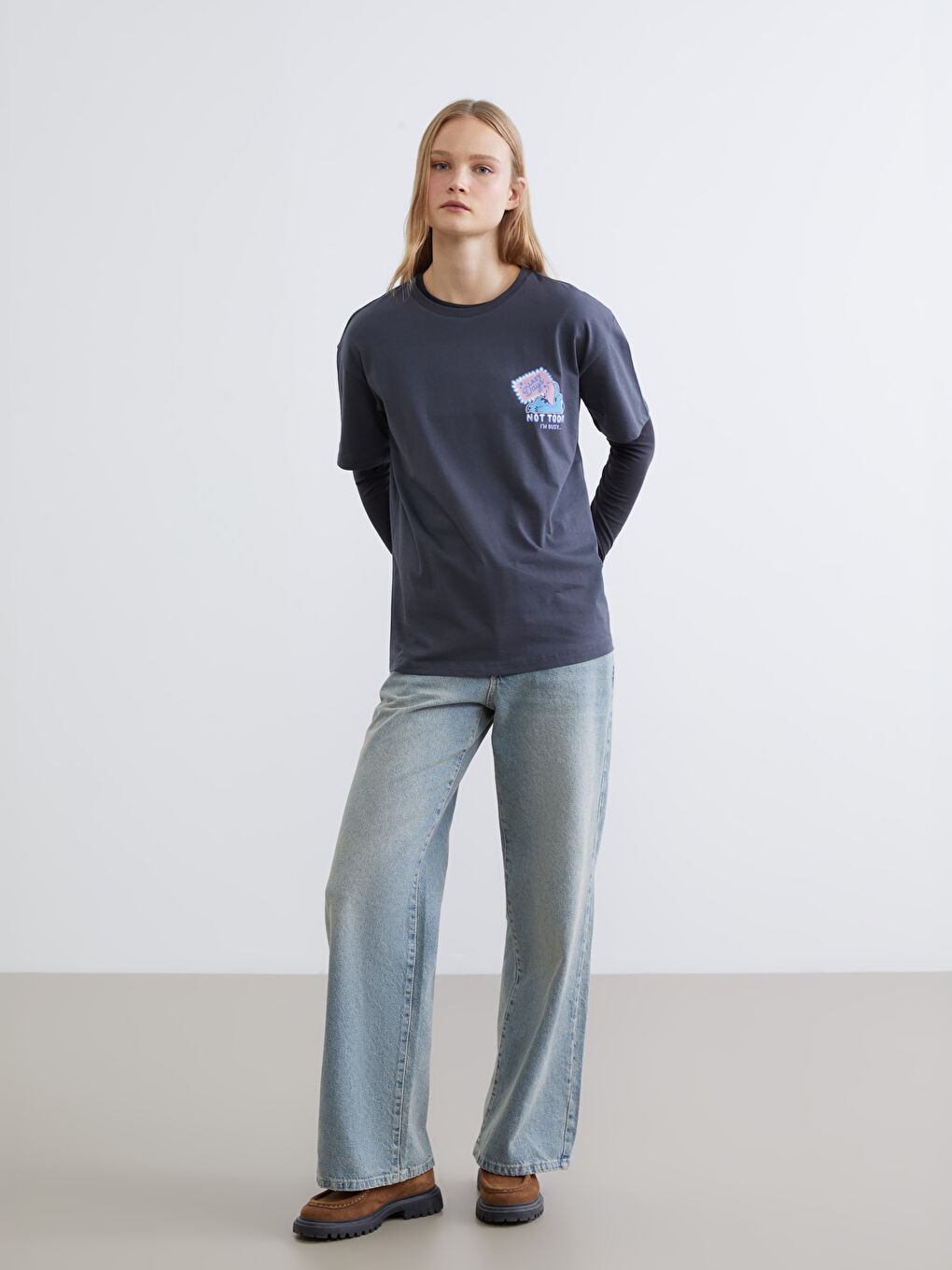 Crew Neck Stitch Printed Women's T-Shirt-1