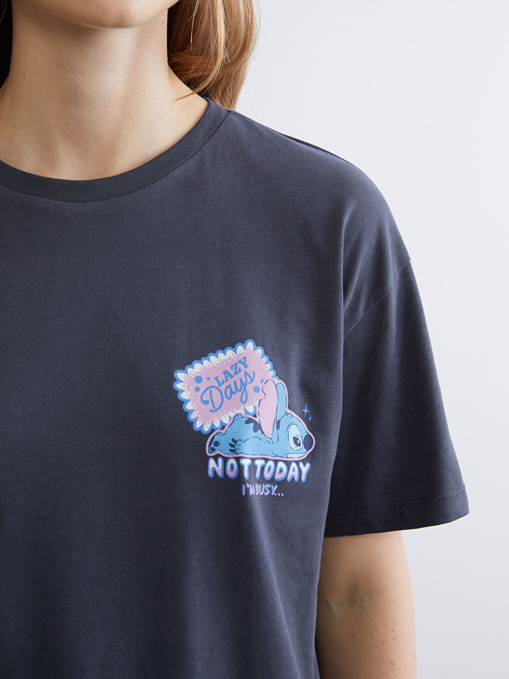 Crew Neck Stitch Printed Women's T-Shirt-2