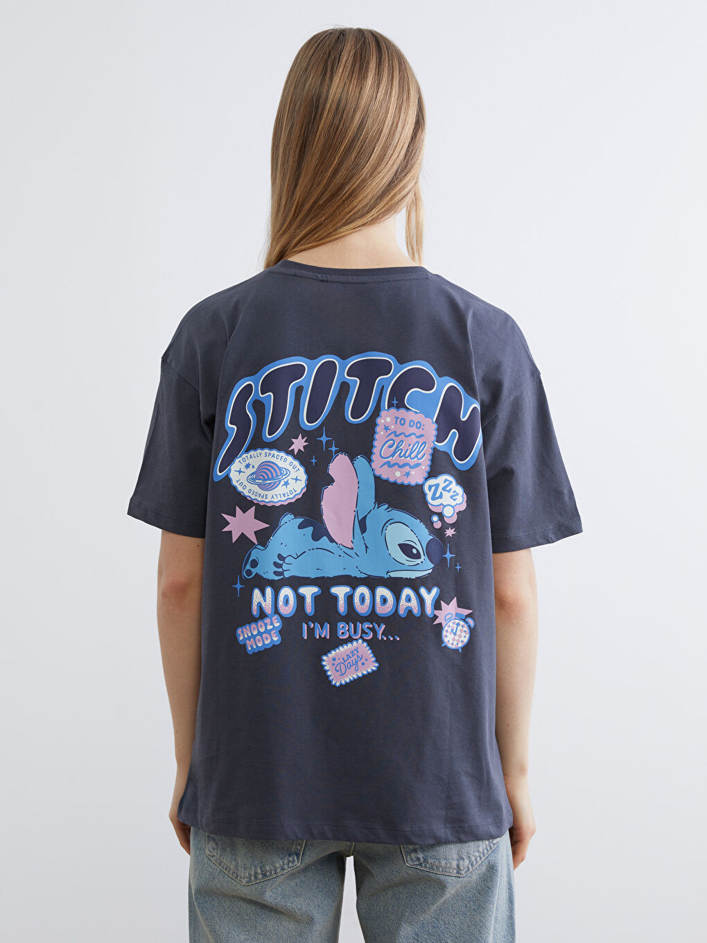 Crew Neck Stitch Printed Women's T-Shirt-3
