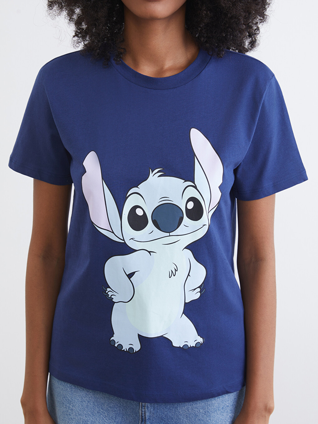 Crew Neck Stitch Printed Women's T-shirt-2
